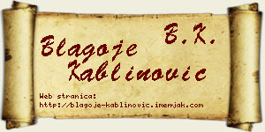 Blagoje Kablinović vizit kartica